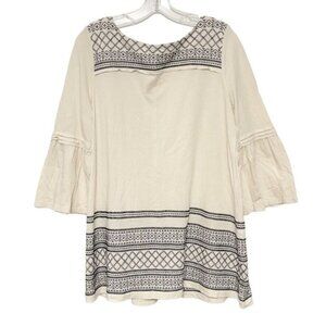 J.‎ Jill Ivory Embroidered 3/4 Bell Sleeve Petite Tunic Oversized Boho Top